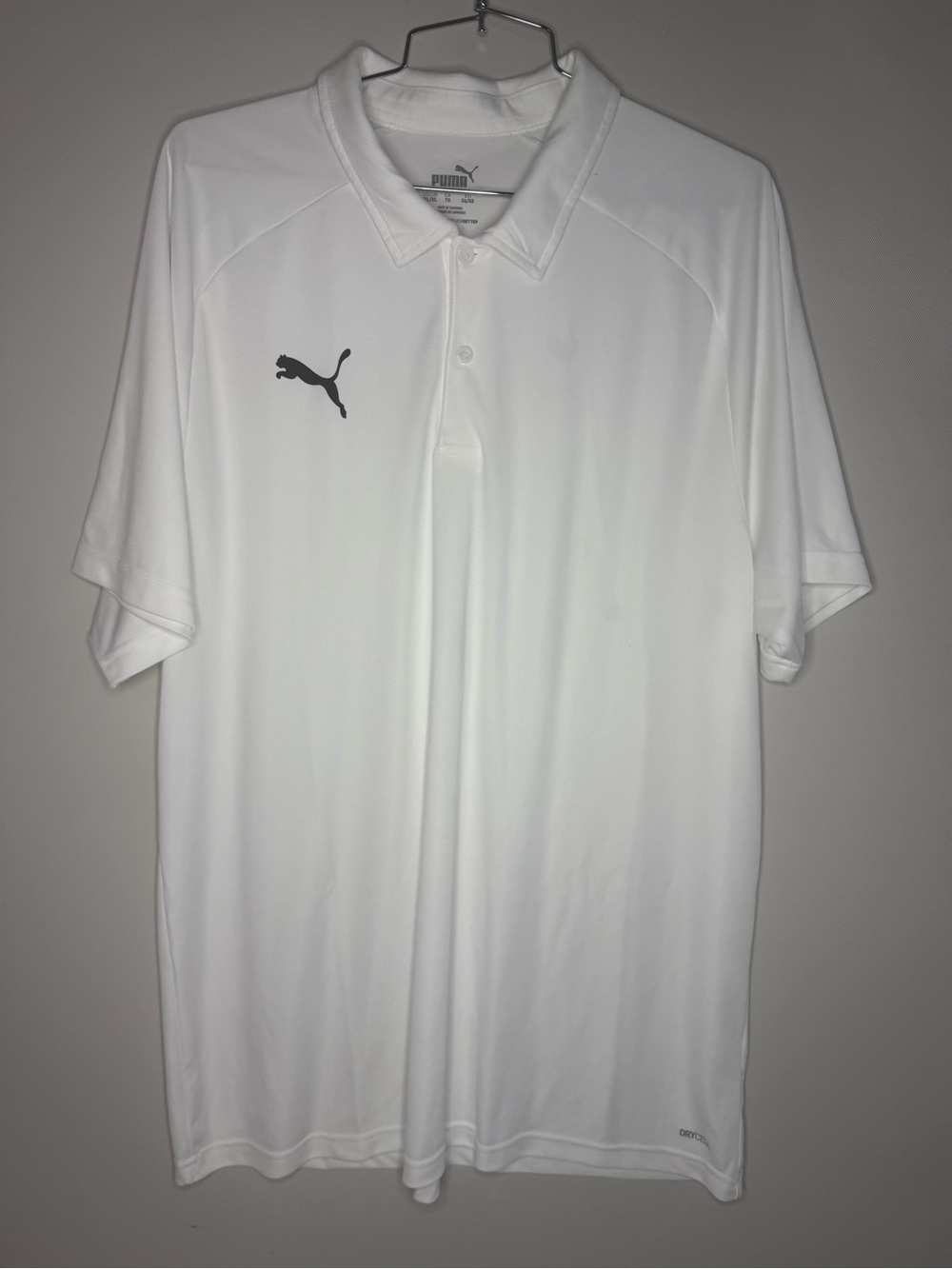 Puma White Men's Short Sleeve Polo with Black Logo